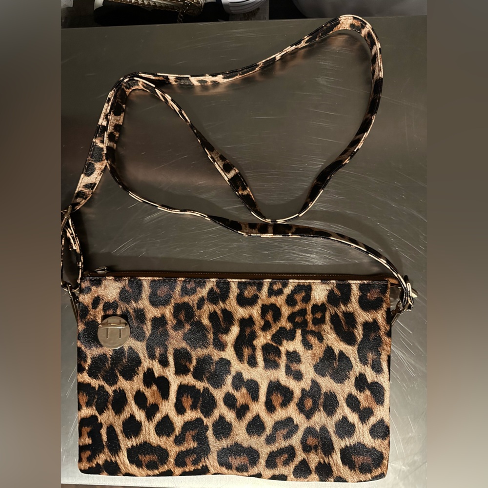Leopard Print Crossbody Bag - Brown/Black